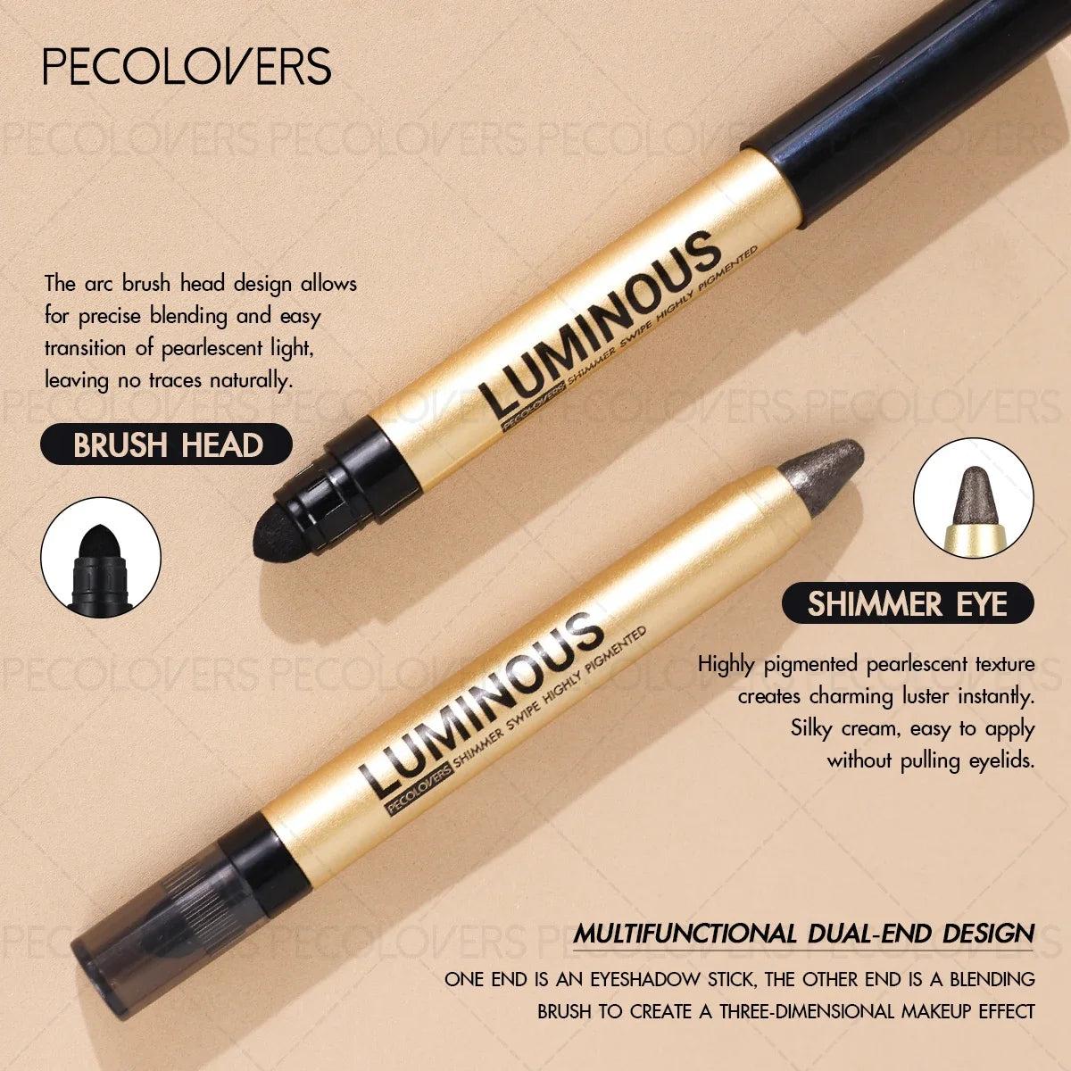 1pc High-Gloss Eyeshadow Stick - Pearly Glitter & Matte Finishes, Long-Lasting, Waterproof, Smudge-Proof, Easy Application