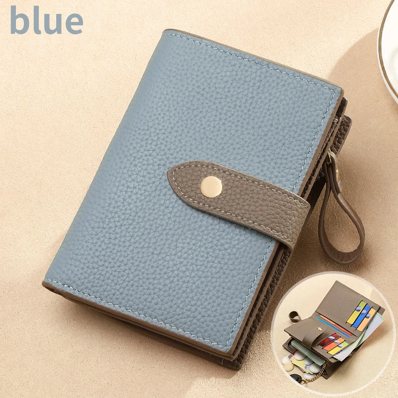 Retro clamshell design minimalist ladies' genuine leather wallet Essential for fashion-forward travel Multiple security...