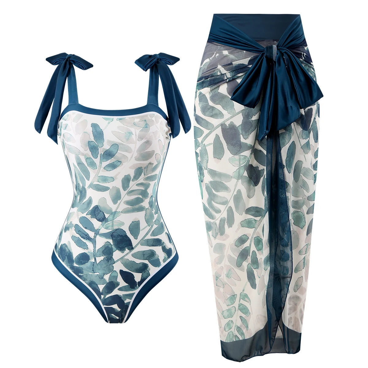 Summer New Custom-Made Digital Printed One-Piece Bikini Swimsuit for Women Conservative Sun Protection One-Piece Gauze Skirt 2-Piece - Kimlud