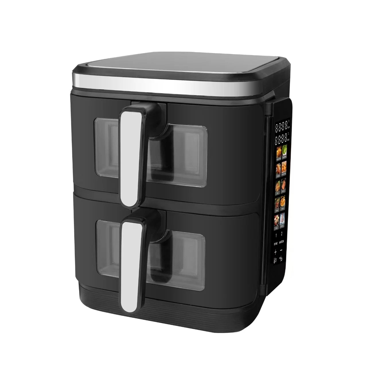 11L New Air Fryer 5.5L+5.5L Stack Air Fryer With Folding Touch Screen Big Colorful Menu