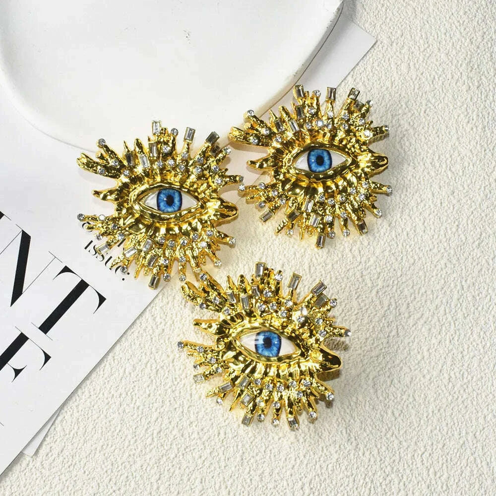 Baroque Style Fashion Alloy Big Eyes Dangle Earrings For Women Jewelry Exaggerated Ladys' Statement Earrings  Accessories