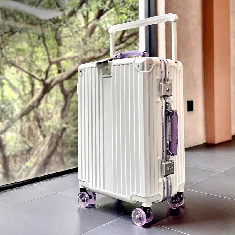 20/24/26/28 Inch Fashion Wide Handle Travel Suitcase Luggage with Cup Holder Suitcase Trip Cabin TSA Customs Lock Trolley Case