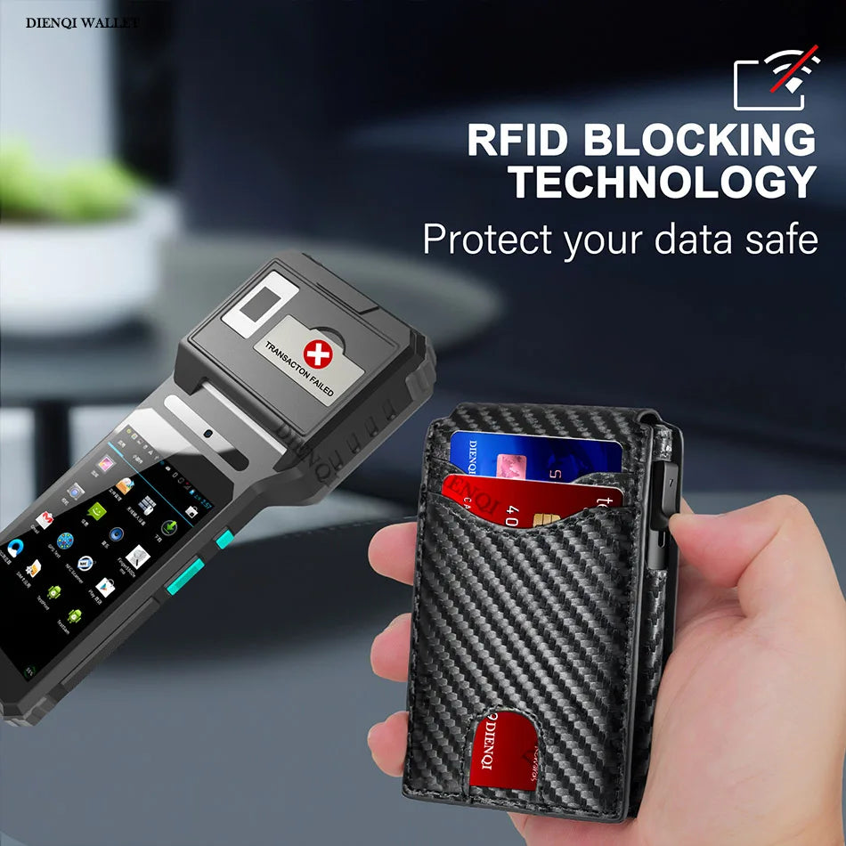 Carbon Fiber Rfid Credit Card Holder Men Wallets Anti Theft Slim Thin Wallet Luxury Cardholder Minimalist Wallet Purse Walet Bag