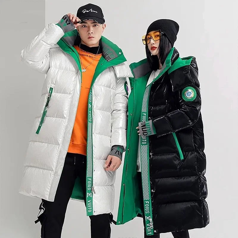 New Winter Jacket Men's Long Luxury Business Thickened Down Cotton Warm Parkas Men's Street Snow Cold-proof Hooded...