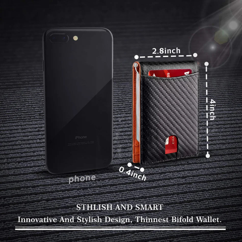Rfid Leather Men Wallets Money Bag Slim Thin Card Holder Wallet Carbon Fiber Male Small Short Purse Black Billfold Walet Gifts