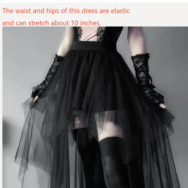 Casual Skirts Punk Sexy Net Yarn High-Waisted Irregular Skirt for Women Summer New European and American Gothic Style Versatile