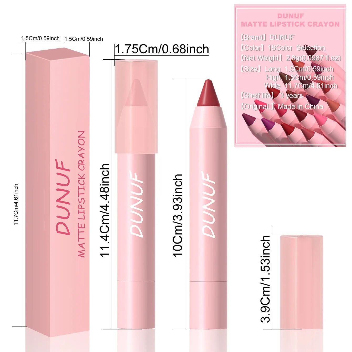 18-Colors Lipstick Pencil Waterproof Sexy Red Matte Contour Tint Lipstick Lasting Non-stick Cup Lipliner Pen Lip Makeup...