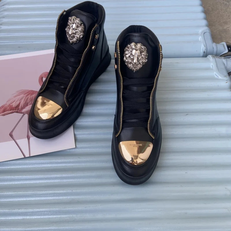 Zip decoration casual sneaker designer shoes for man luxury brand trainers running shoes high top sports casual ankle boots men - Kimlud