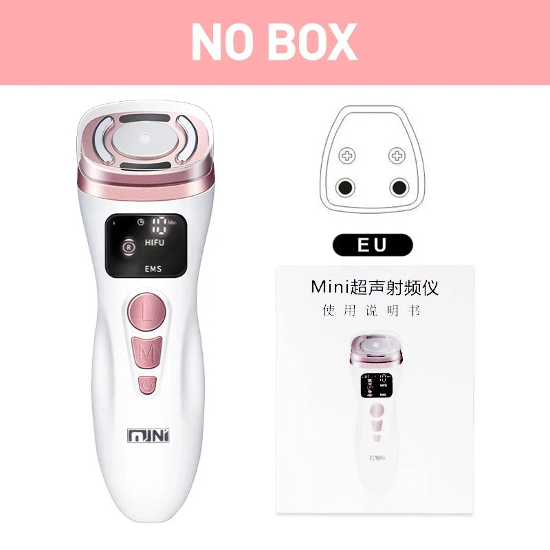 New Mini HIFU Ultrasonic Machine EMS Microcorriente Facial Lifting Firming Skin Care Anti Wrinkle Massager