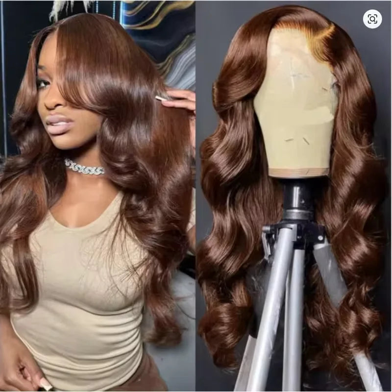 Body Wave HD Lace Front Human Hair Wigs 13x4 13x6 Chocolate Brown 200 Density HD Lace Frontal Wig Pre Plucked Wigs long...