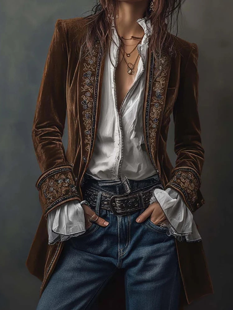 New V Neck Patchwork Elegant Chic Jackets, Women Spring Autumn Long Sleeve Fashion Coat, Casual Simple Ladies Cardigan Outerwear