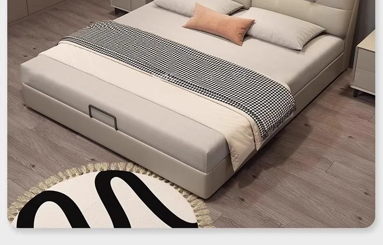 Storage Leather Double Bed Modern Minimalist Frame Luxury Double Bed Cheap Storage Camas Matrimoniales Bedroom Furniture...