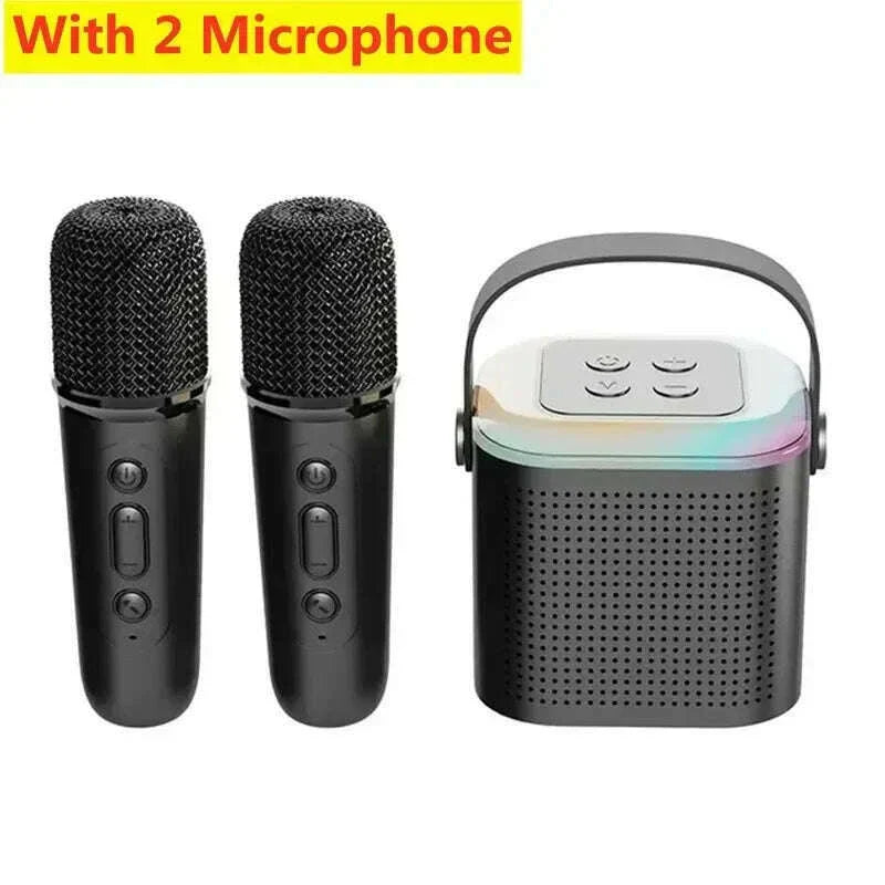 Y1 Wireless Dual Microphones Karaoke Machine KTV DSP System Bluetooth 5.3 PA Speaker HIFI Stereo Surround RGB Colorful LED Light