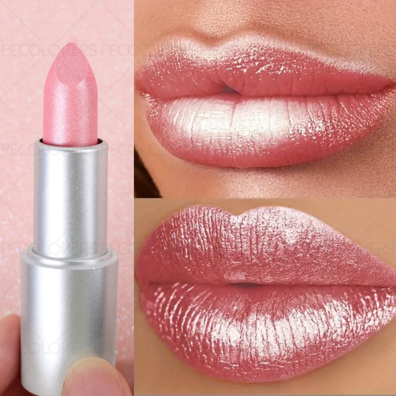 1PC Non-stick Cup, Waterproof, Long-lasting, Rich Colors, Fine Glitter, Pearlescent Lipstick, Ideal Christmas/Halloween Gift