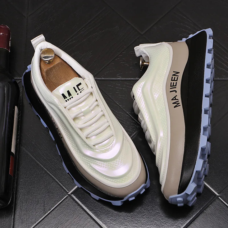 Male trend fashion personality colorful casual shoes Korean version platform color matching versatile dad sports shoes