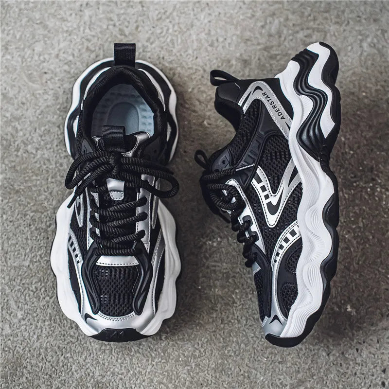 Chunky sneakers four seasons breathable lightweight racing running soft sole comfort non slip fashion student speed sports shoes
