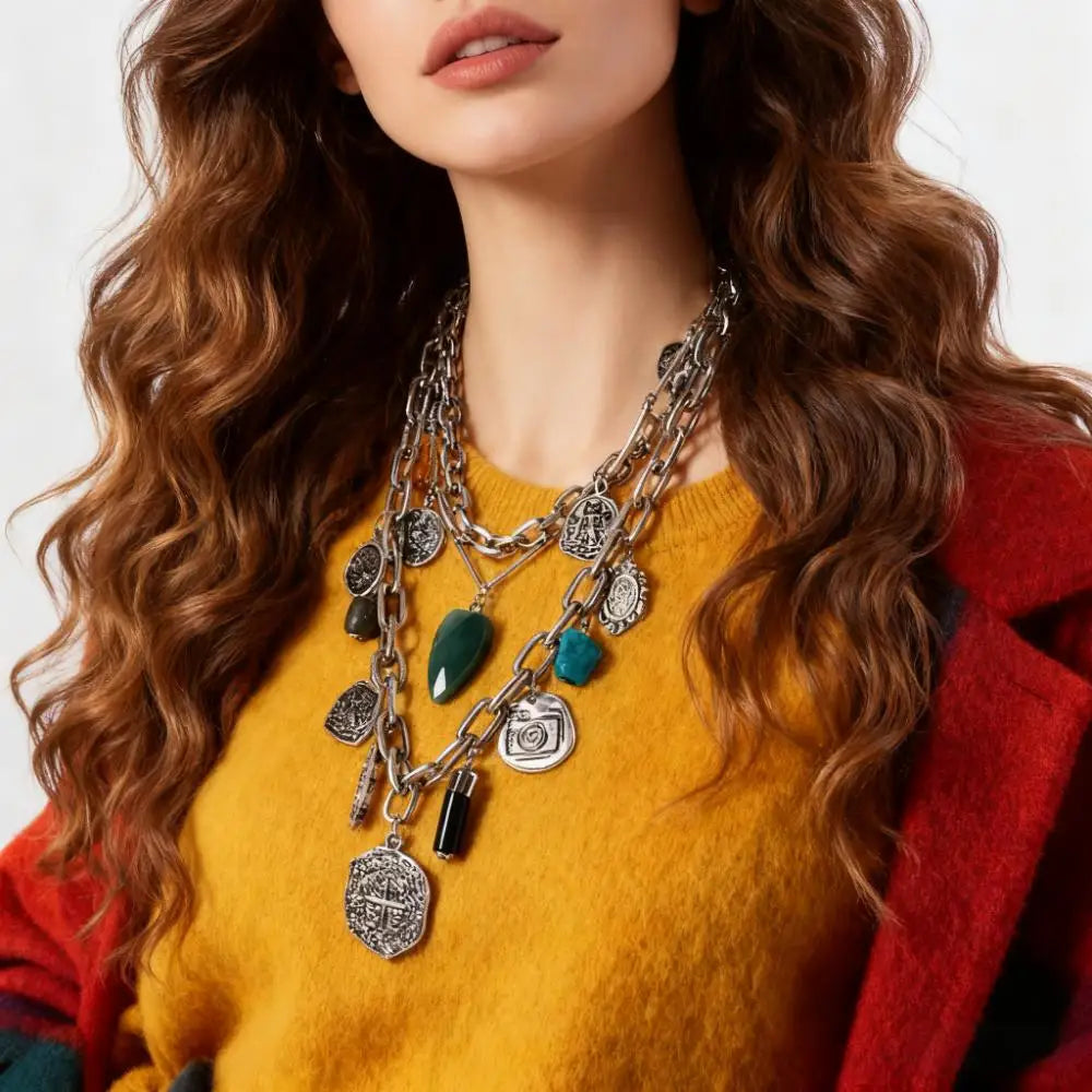 Unique Irregular Shape Pendants And Multi-Layered Designs In European And American Style Necklaces For Women's Banquets...