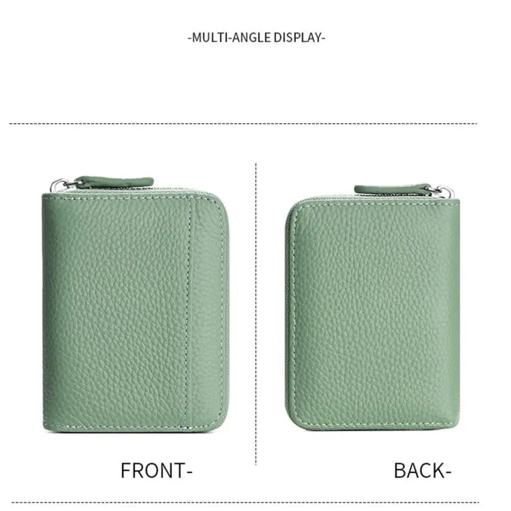Credit Card Holder Wallet Rfid Blocking Slim Genuine Leather Organizer Zipper Pocket Id Card Pouch Case Purse With 20 Card Slots