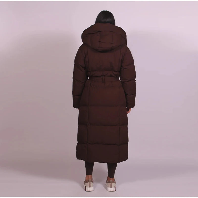 Hooded Lace up Long Jacket Woman Solid Color Zipper Long Sleeve Loose Coats Versatile Warm Minimalist Women's New Winter Jackets