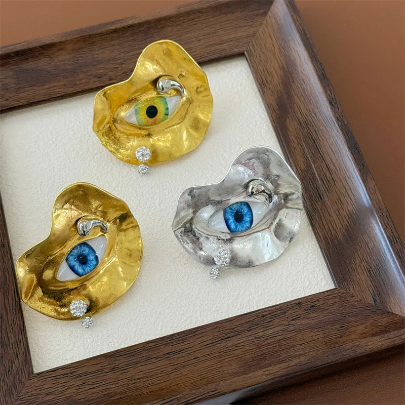 Human face opening single size ring personalized old eyes ring ring