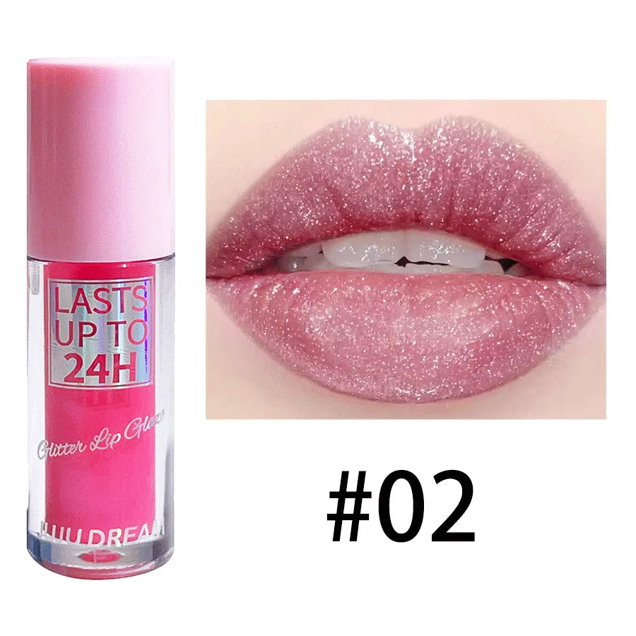 Flowing light Glitter Lip Glaze Long Lasting Lip Gloss Waterproof Liquid Lipstick Makeup Lip Oil Lip Tint Moisturizing - Kimlud
