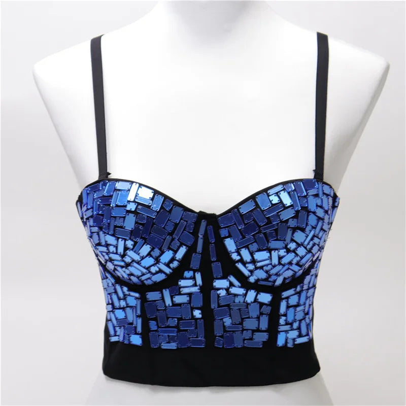 Quality Pearl Tank Tops Rhinestone Women Crop Top Club Clothes Streetwear Y2K Corset Woman Shaper Camis Fashion Feamale Clothing