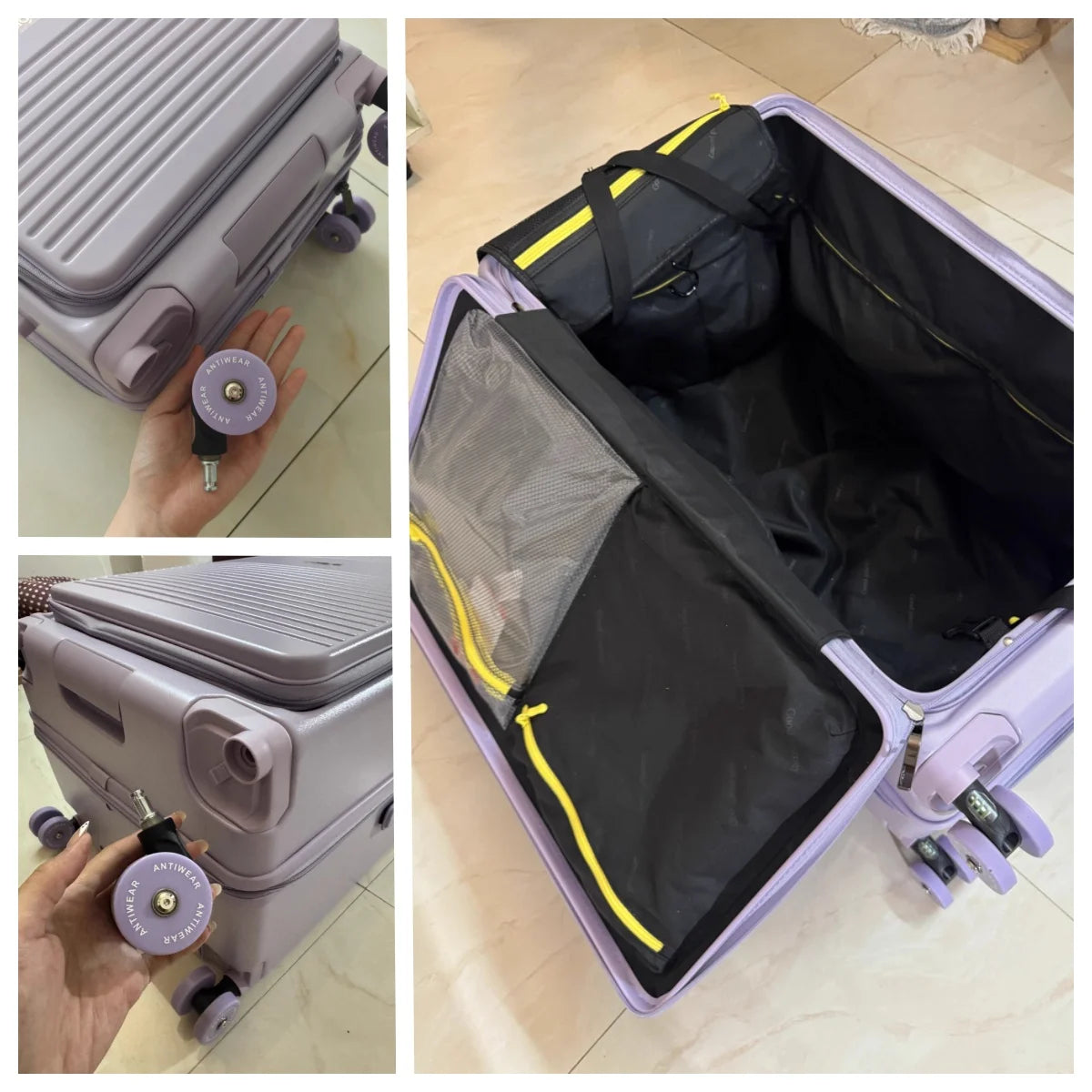 Wide Handle Trolley Suitcase Scalable Large Capacity Case Rolling Luggage Side Opening Pocket Bag With TSA Lock Colorful Wheels