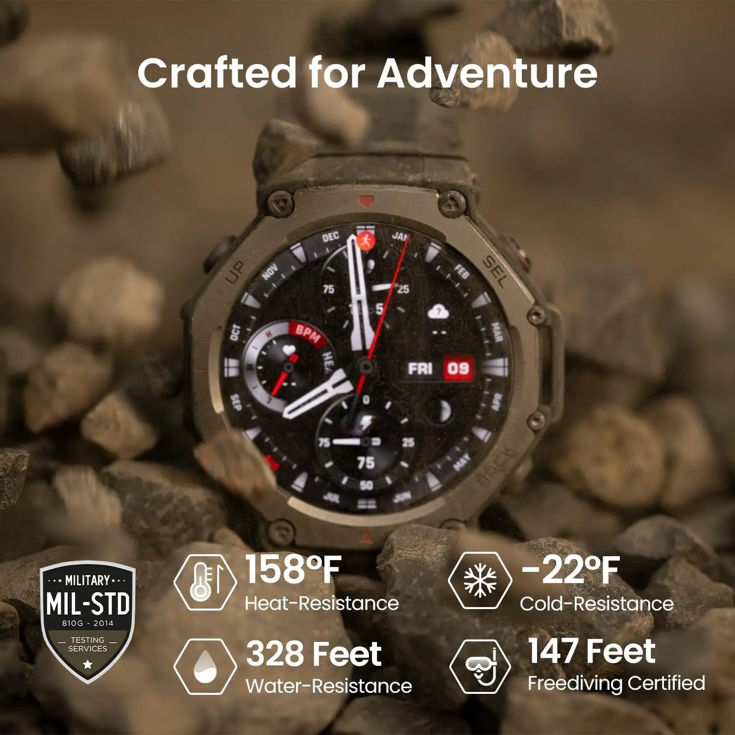 Amazfit T-Rex 3 Military Smart Watch 48mm, Fitness Watches with GPS AI 170 Sports Modes 328ft Water-Resistant for Android iPhone - Kimlud