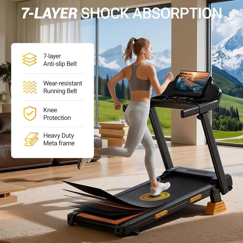 16% Incline 4-in-1 Foldable Treadmill with Triple-Sole, 3.0HP, Suitable for Home and Office, 400 lbs Capacity | Kimlud...