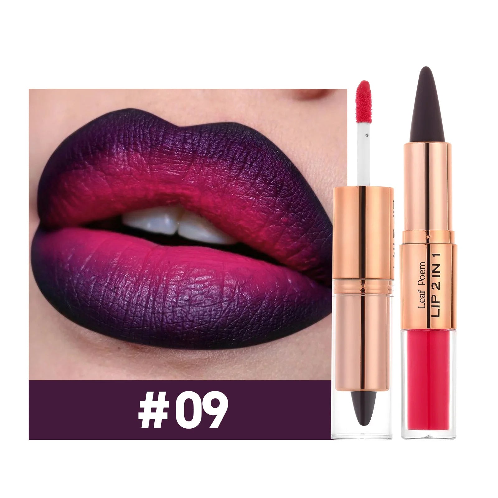 Sexy Red Black Lipstick Waterproof Lipliner Makeup Black Purple Rose Double Head Matte Lipgloss Tapered Lip Liner...
