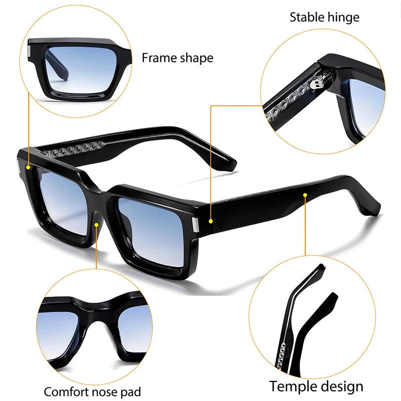 HBK Punk Vintage Square Men's Sunglasses Brand Design Small Frame Sun Glasses Party Travel Glasses Gift Ideal Choice - Kimlud