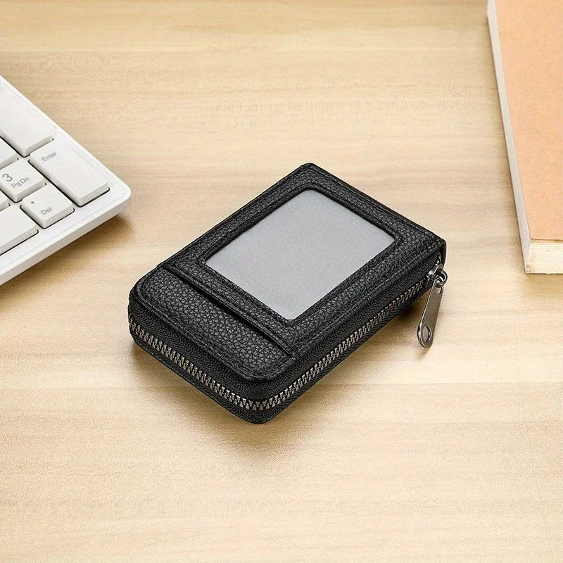 1Pc Leather Card Case with Zippered Coin Compartment Long Lasting and Durable Portable Perfect for Daily Commuting