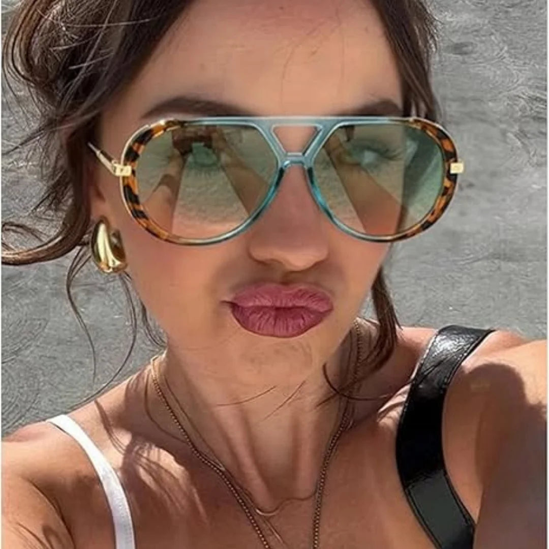 Oversized Pilot Sunglasses for Women Men Trendy,Large Big Double beam Designer Fashion Vintage Shades Retro Sun Glasses...