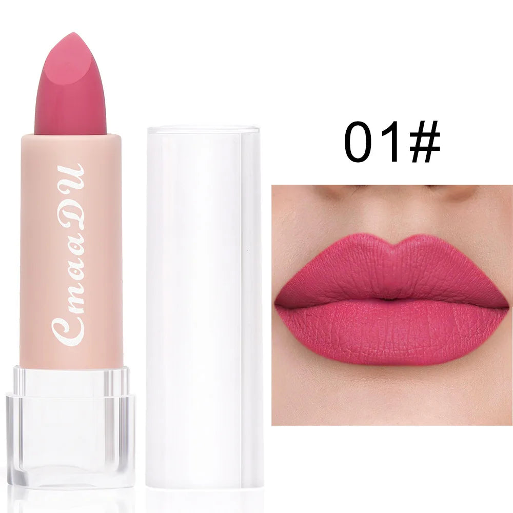 1pcsVelvet Matte Lipstick Waterproof Long-lasting Solid Matte Lip Gloss Non-Stick Cup Nude Pink Lipstick Sexy Cute Korean Makeup