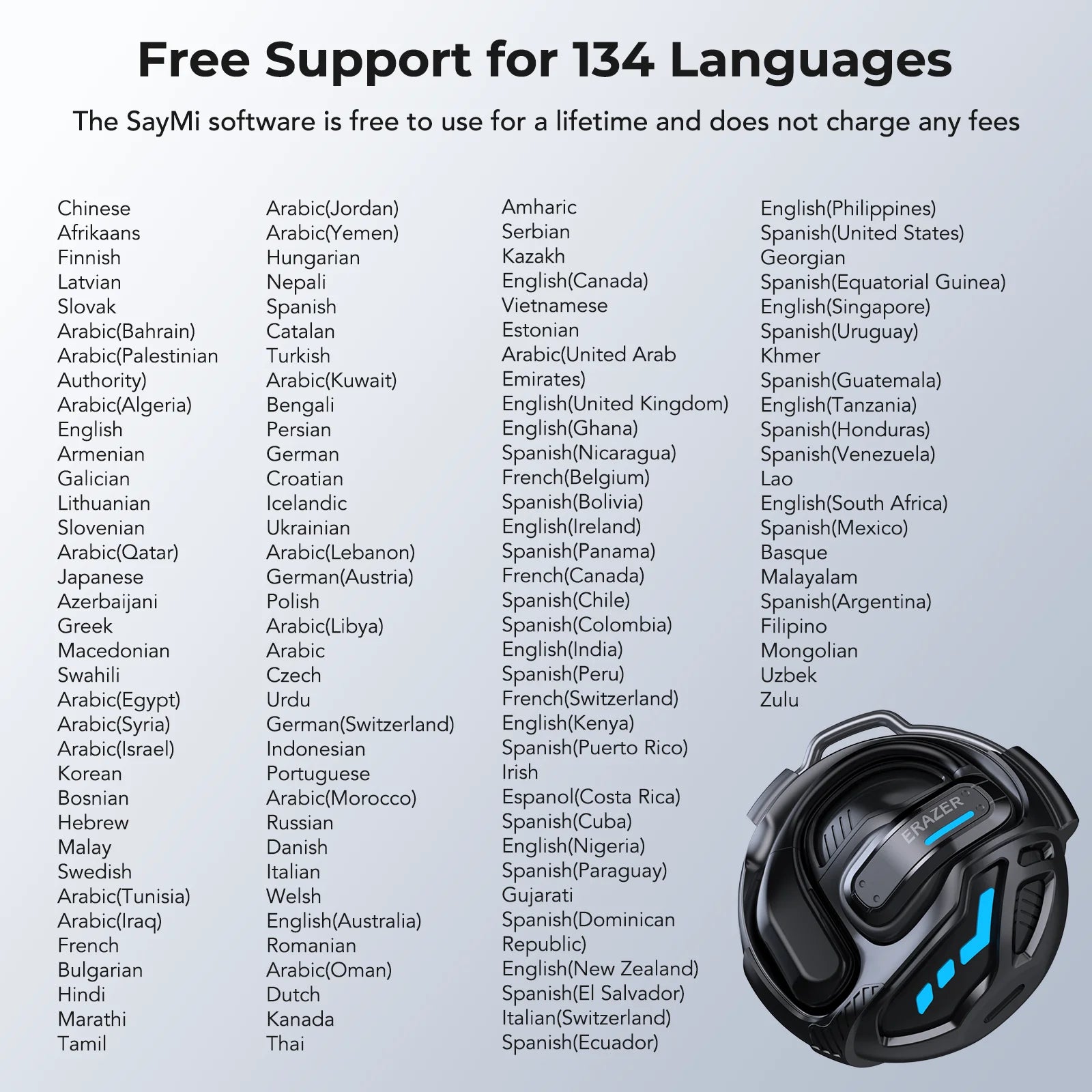 ERAZER X8 AI Translator Earbuds Gaming Bluetooth 5.4 Wireless Headphones Low latency HD Call Earphones with Mic Waterproof