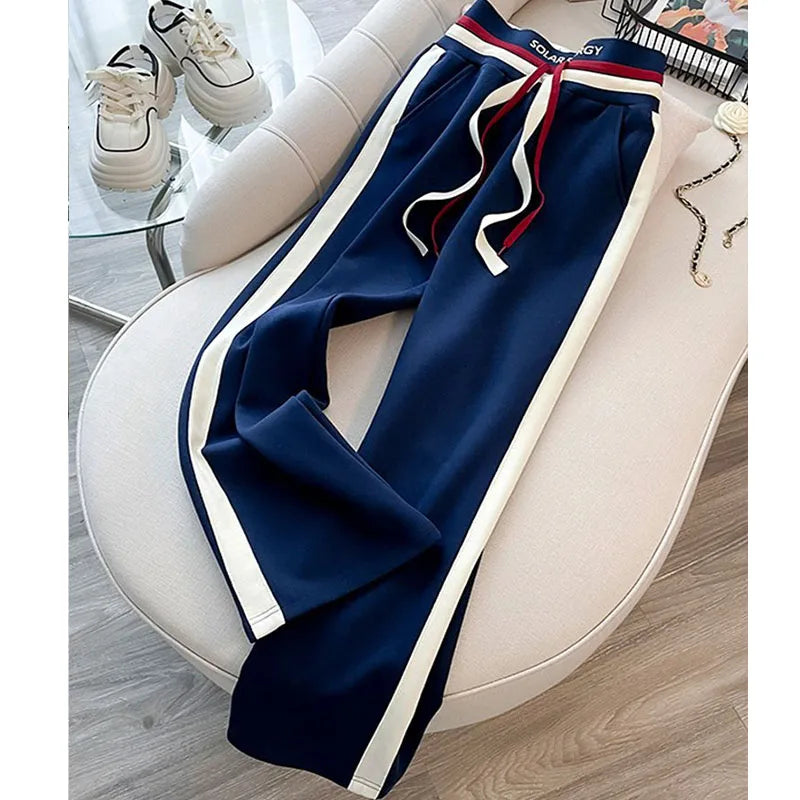 Blue Casual Sports Suit Women's Autumn and Winter Stylish Slimming Cardigan Sweatshirt Straight Leg Pants Two-piece...