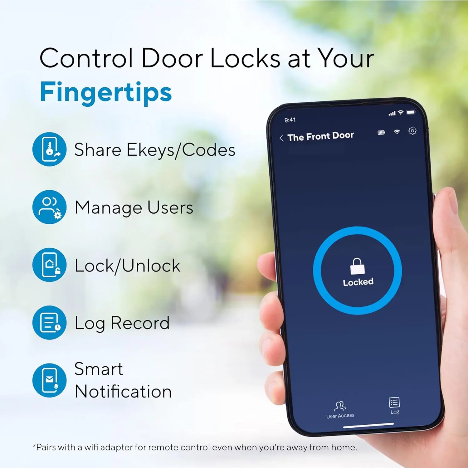 Smart Keyless Entry Door Lock with Bluetooth, App Control, Backlit Keypad, Auto Unlock for Front Door