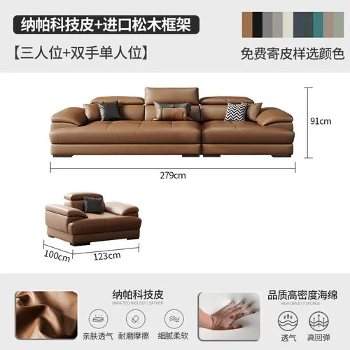 European Living Room Sofa Genuine Leather Sectional Corner Sofas Modular Luxury Sofa Sala De Estar De Luxo Modern Furniture - Kimlud