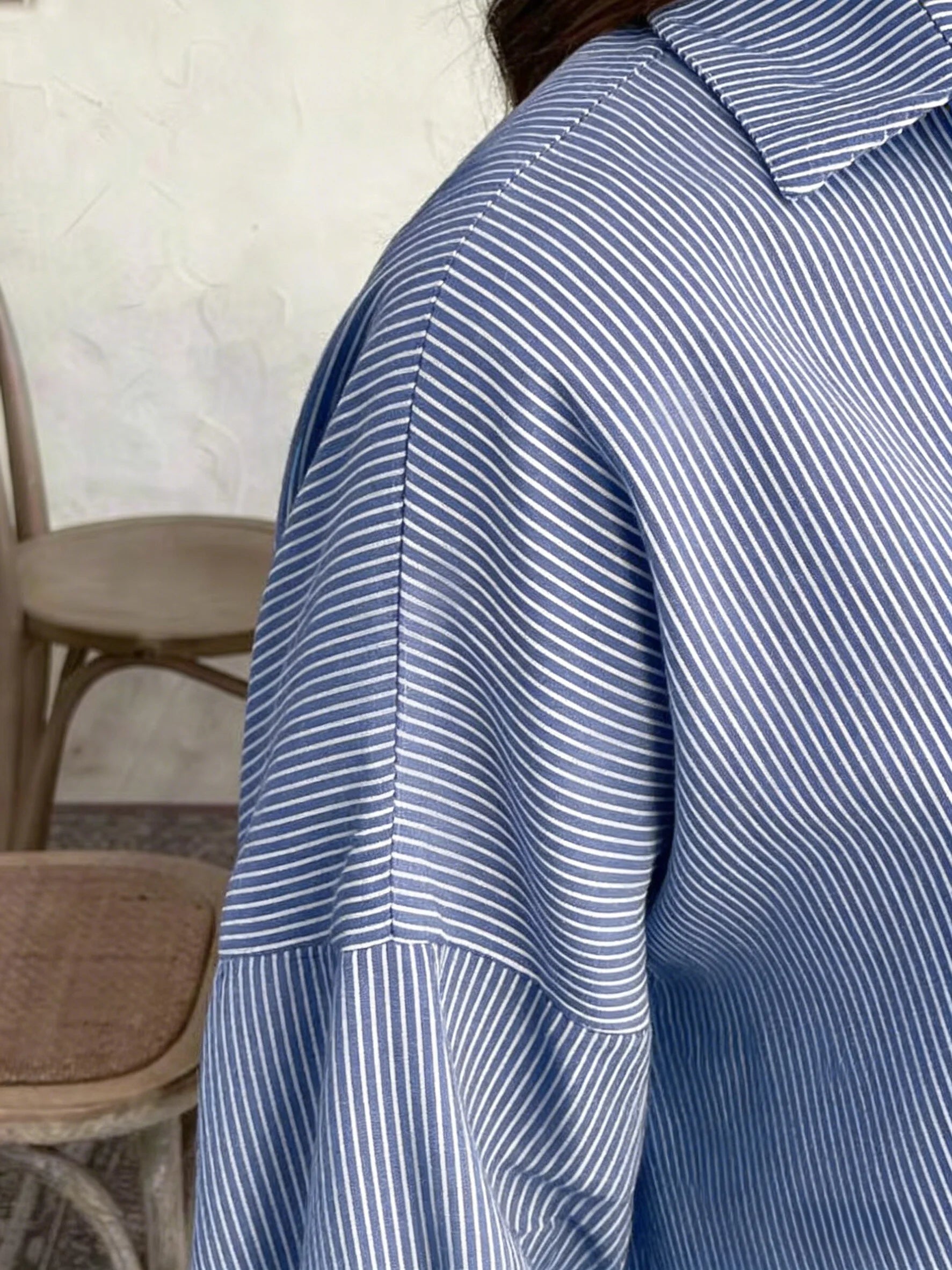 Spring Summer New Loose Striped Fashionable Shirt Collar Printed Women's Dress Elegant Casual Maxi Gown for Women - Kimlud
