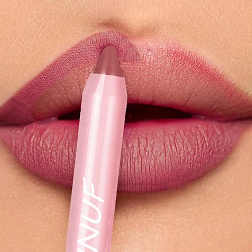 18-Colors Lipstick Pencil Waterproof Sexy Red Matte Contour Tint Lipstick Lasting Non-stick Cup Lipliner Pen Lip Makeup...