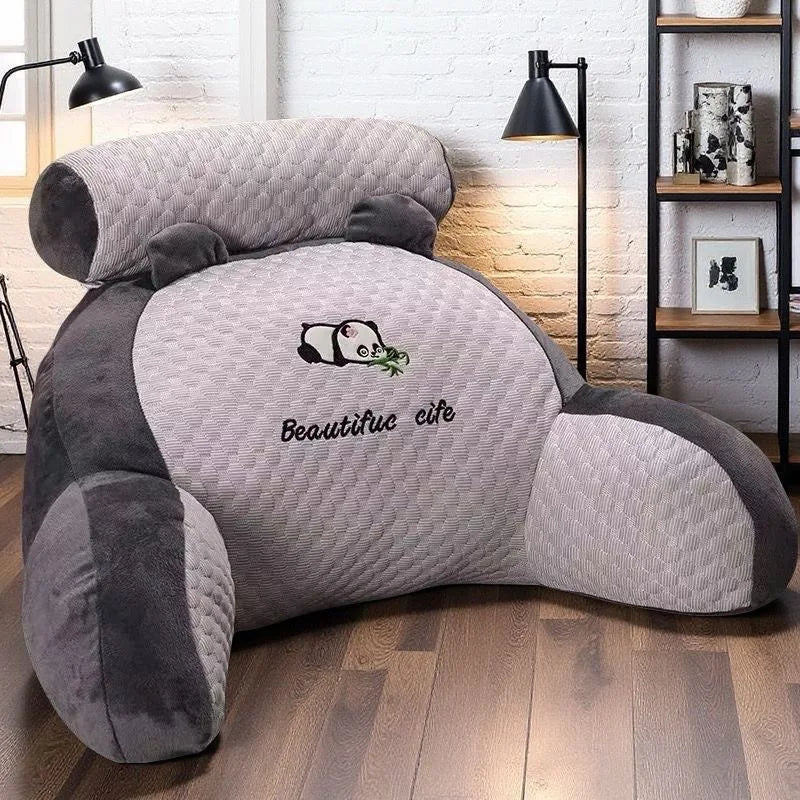 1pc Adjustable Reading Pillow - Ergonomic Back Support Cushion for Bed/Sofa/Floor, Gray Quilted Breathable Design |...