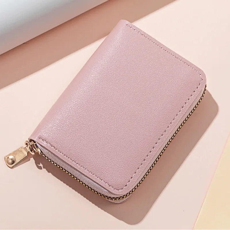 1pc Organ Card Bag Korean Edition Portable Women's Short Bank Card Cover Business Card Clip Zipper Vertical Handheld Bag - Kimlud