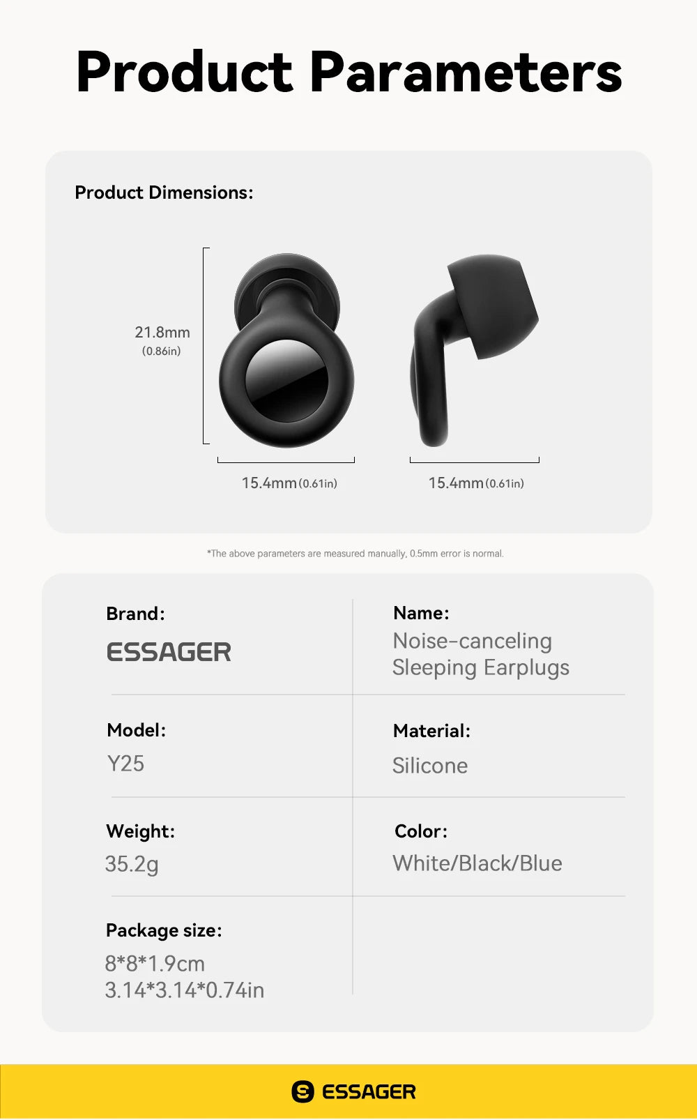 ESSAGER Noise Cancelling Ear Plugs for Sleeping Soft Silicone Sleep Earplugs Noise Reduction Earbuds for Sleep Work Study Travel - Kimlud