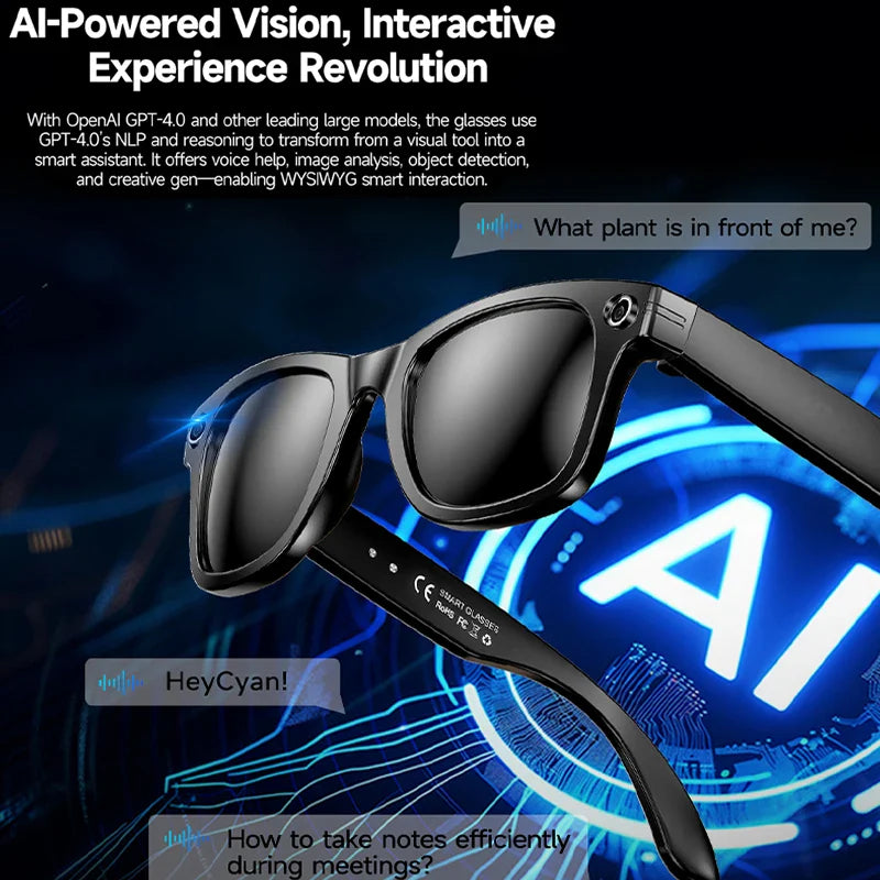 AI Smart Camera Sunglasses Men Women Video Recording Translation Sun Glasses Bluetooth Call Music Touch Eyewear Sports Shades
