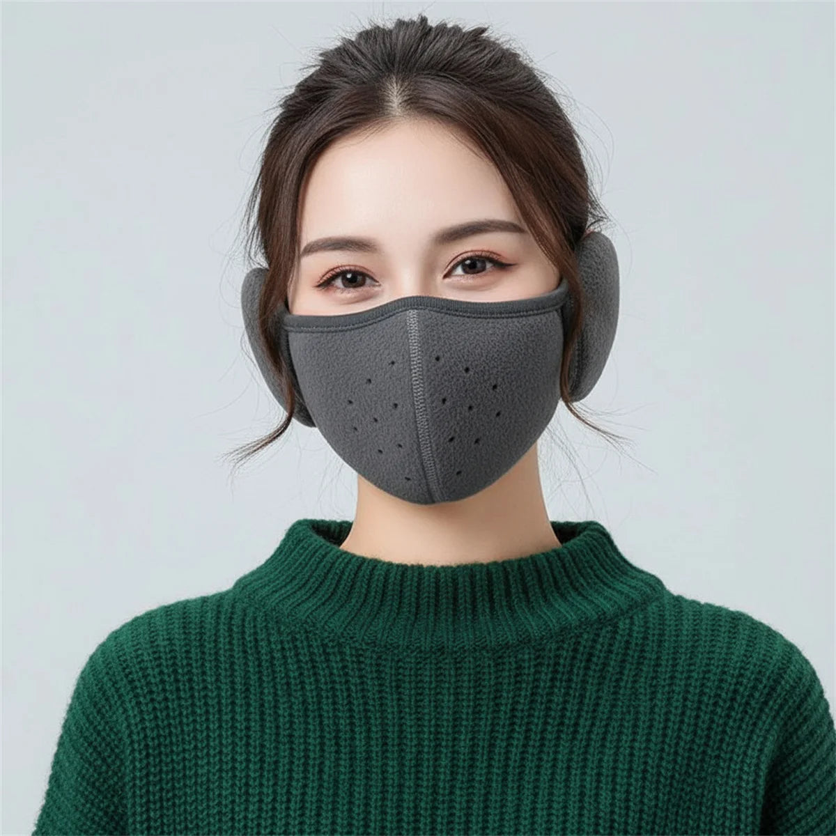 Fleece earmuffs with windproof design, unisex, warm and breathable, suitable for autumn and winter cycling and outdoor activitie