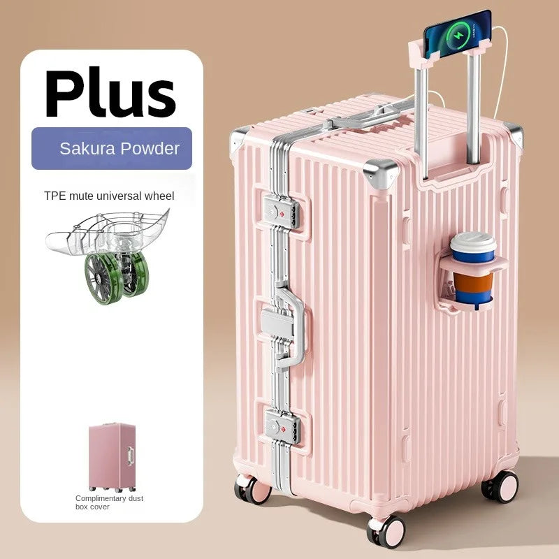 28/30/32 inch Travel Suitcases Large Capacity New Strong and Durable Thickened PC Aluminium Frame Trolley Suitcase 20'' Carrier