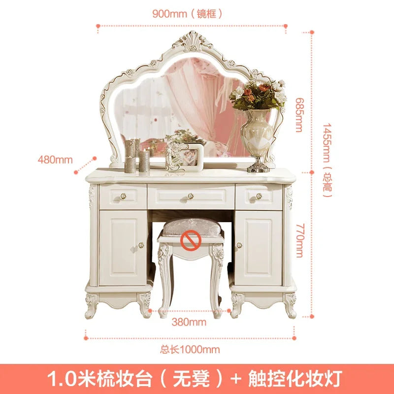 European Luxury Vanity Table Girls Wooden White Tall Vanity Table Makeup Nordic Penteadeira De Maquiagem Bedroom...