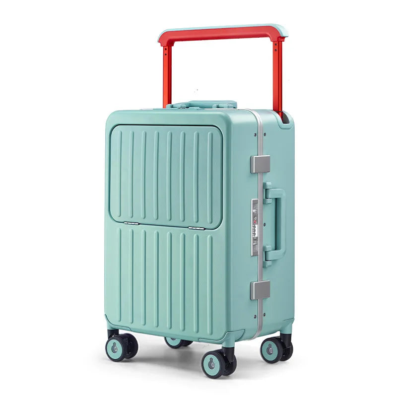 24-inch luggage with an aluminum frame, wide pull rod and front opening, as well as a high-value 20-inch travel suitcase (pull r