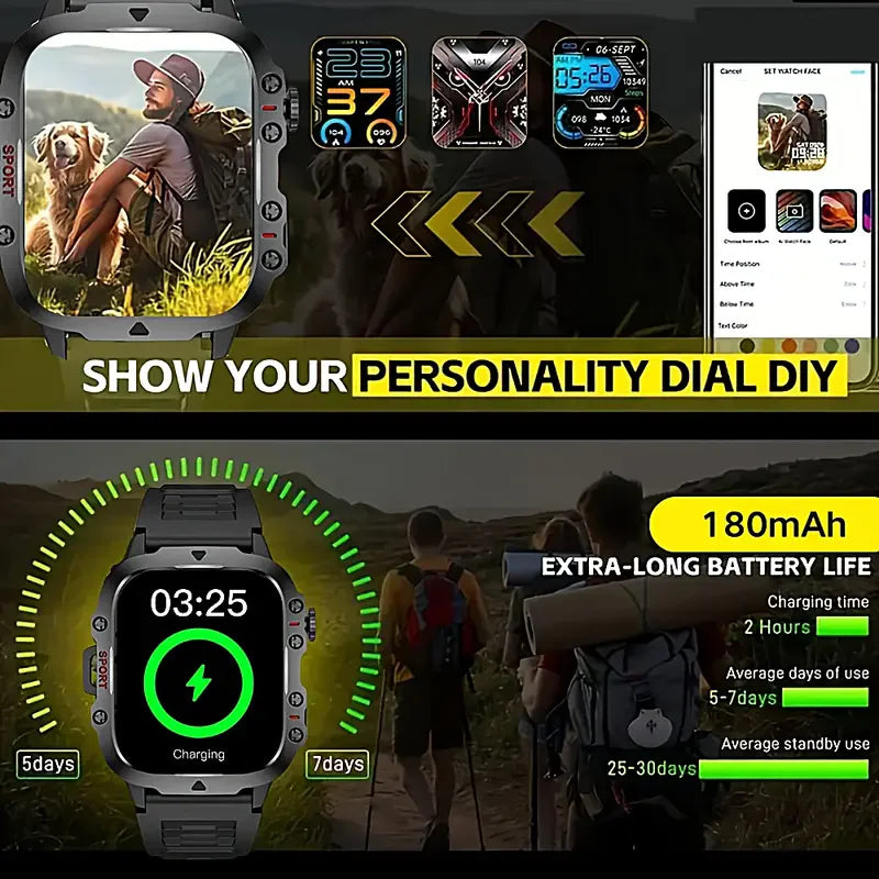 2025 New Men Women Smart Watch Flashlight 1.81” HD Display AI Voice Bluetooth Call Sports Watches Health Monitor Smartwatch Men