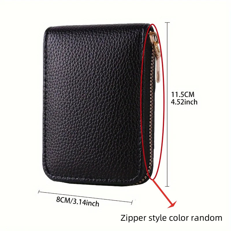 1Pc Leather Card Case with Zippered Coin Compartment Long Lasting and Durable Portable Perfect for Daily Commuting
